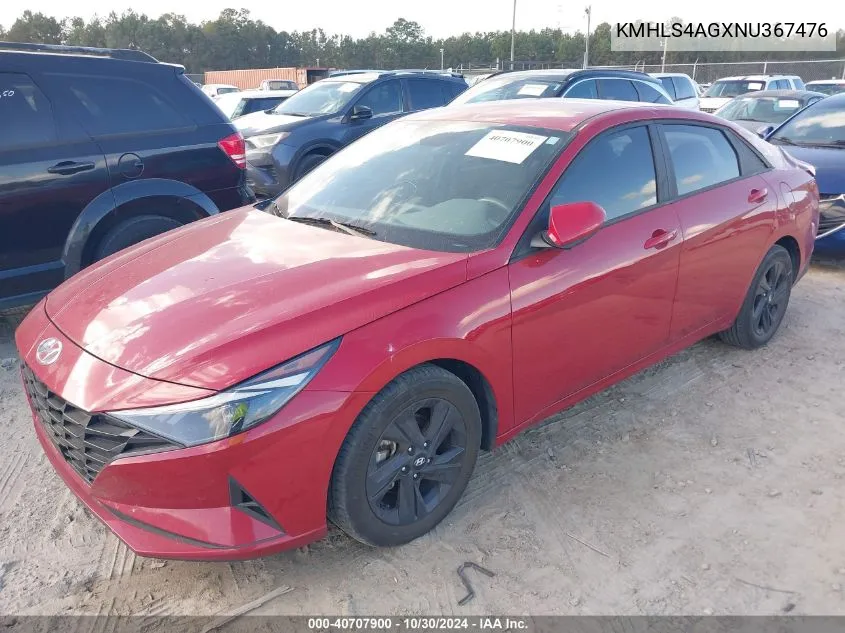 KMHLS4AGXNU367476 2022 Hyundai Elantra Sel