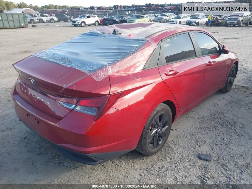 KMHLS4AGXNU367476 2022 Hyundai Elantra Sel