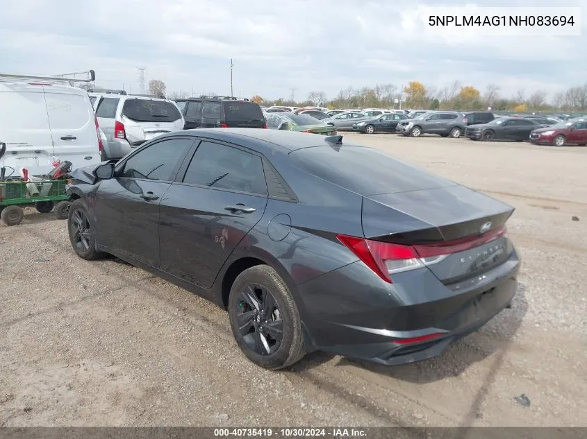 5NPLM4AG1NH083694 2022 Hyundai Elantra Sel