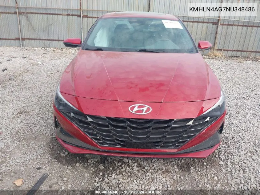 2022 Hyundai Elantra Sel VIN: KMHLN4AG7NU348486 Lot: 40740463