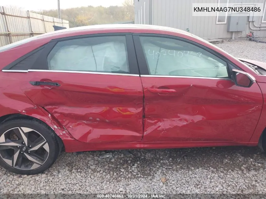 2022 Hyundai Elantra Sel VIN: KMHLN4AG7NU348486 Lot: 40740463