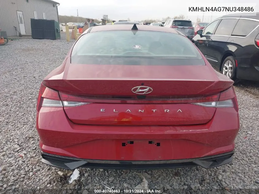 2022 Hyundai Elantra Sel VIN: KMHLN4AG7NU348486 Lot: 40740463