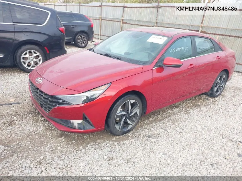 2022 Hyundai Elantra Sel VIN: KMHLN4AG7NU348486 Lot: 40740463