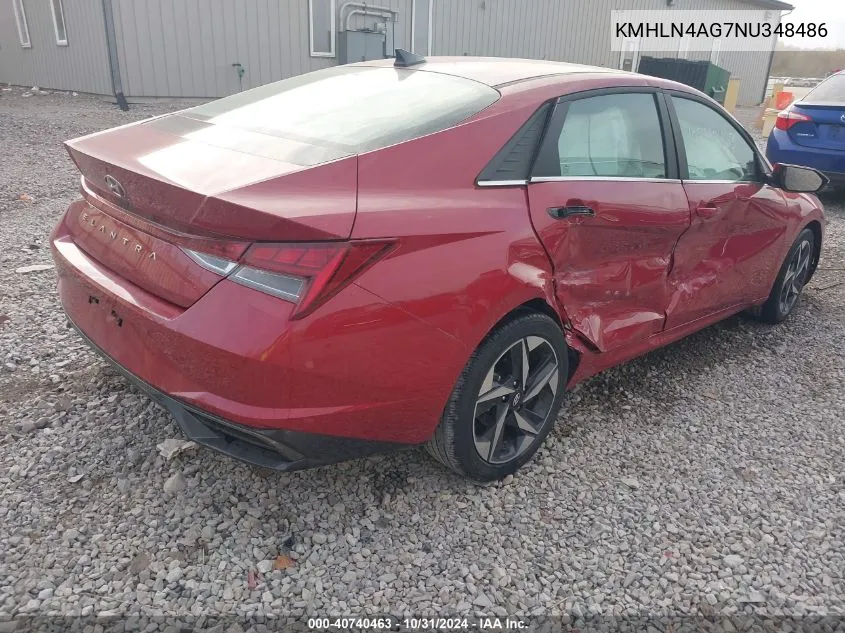 2022 Hyundai Elantra Sel VIN: KMHLN4AG7NU348486 Lot: 40740463