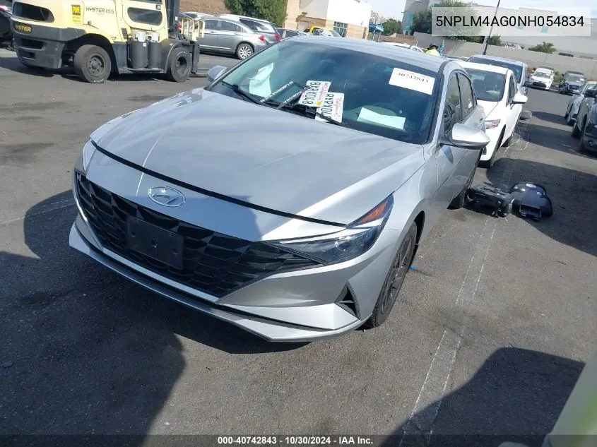 5NPLM4AG0NH054834 2022 Hyundai Elantra Sel