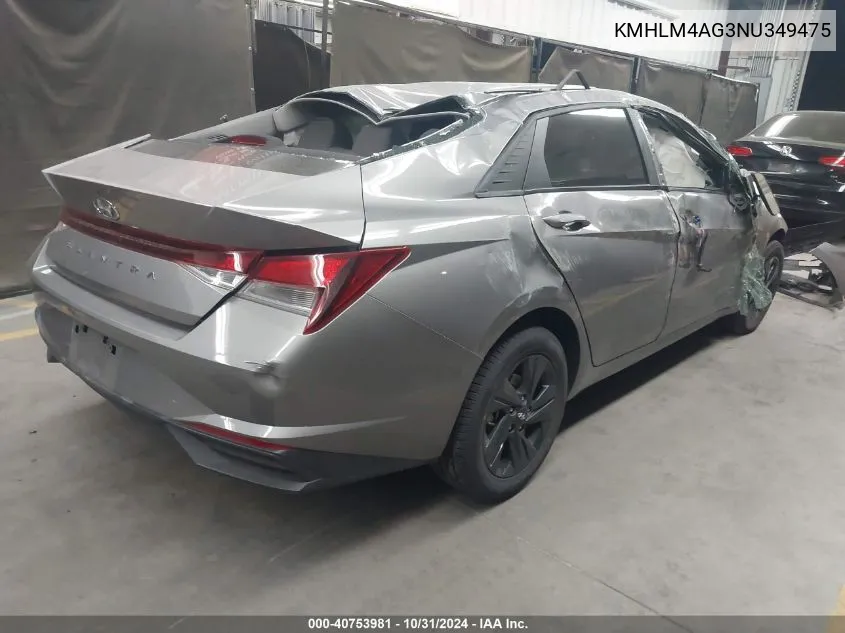 2022 Hyundai Elantra Sel VIN: KMHLM4AG3NU349475 Lot: 40753981