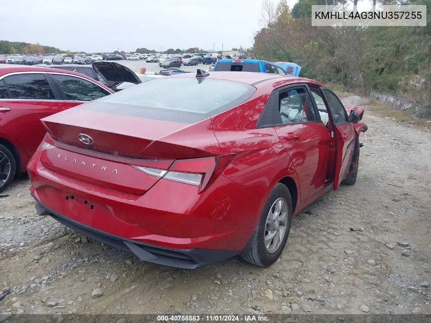 2022 Hyundai Elantra Se VIN: KMHLL4AG3NU357255 Lot: 40758583