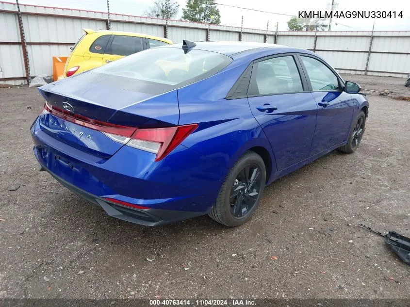 2022 Hyundai Elantra Sel VIN: KMHLM4AG9NU330414 Lot: 40763414