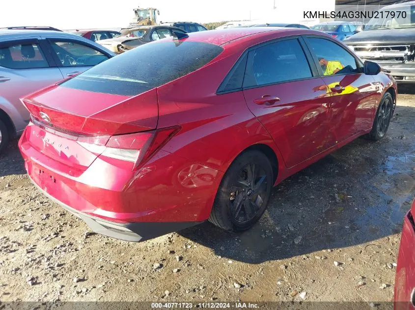 2022 Hyundai Elantra Sel VIN: KMHLS4AG3NU217970 Lot: 40771723