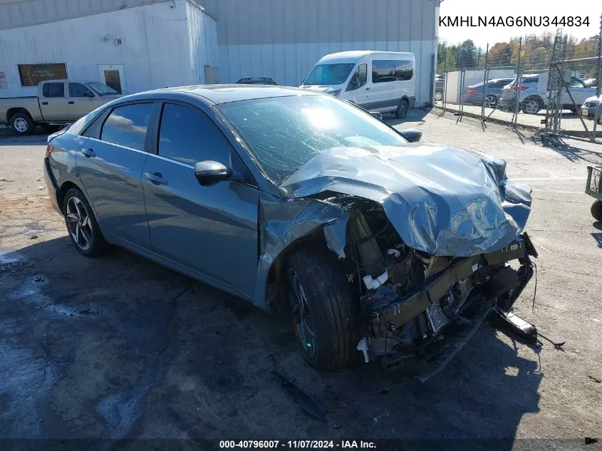 2022 Hyundai Elantra Sel VIN: KMHLN4AG6NU344834 Lot: 40796007