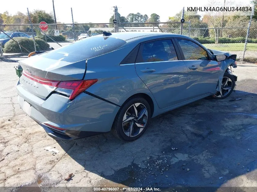 2022 Hyundai Elantra Sel VIN: KMHLN4AG6NU344834 Lot: 40796007