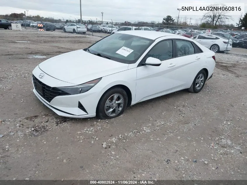 2022 Hyundai Elantra Se VIN: 5NPLL4AG2NH060816 Lot: 40802524