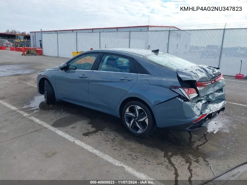 2022 Hyundai Elantra Limited VIN: KMHLP4AG2NU347823 Lot: 40805823