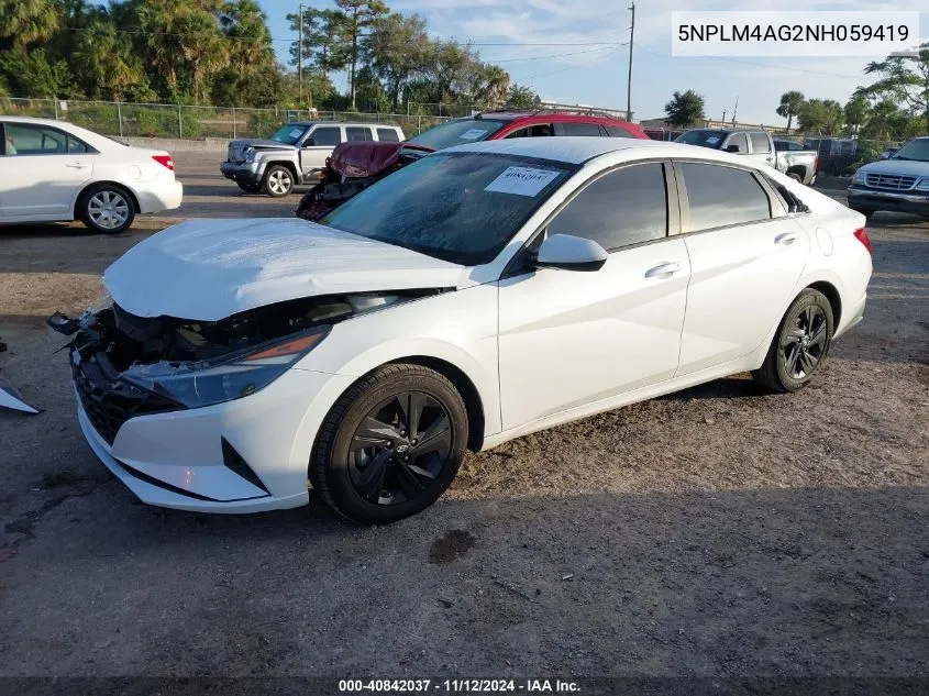 2022 Hyundai Elantra Sel VIN: 5NPLM4AG2NH059419 Lot: 40842037