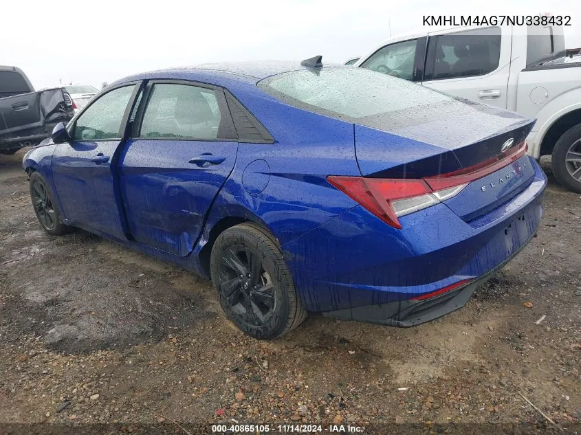 2022 Hyundai Elantra Sel VIN: KMHLM4AG7NU338432 Lot: 40865105