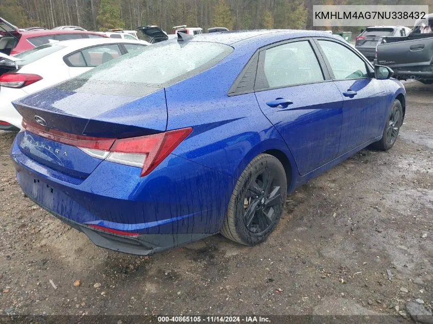 2022 Hyundai Elantra Sel VIN: KMHLM4AG7NU338432 Lot: 40865105