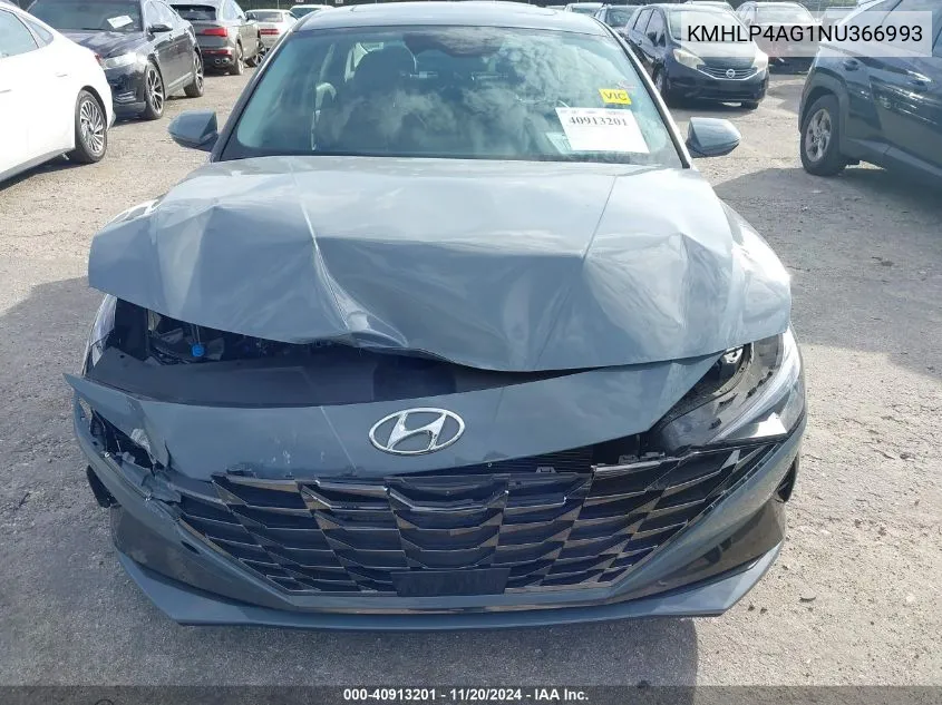 2022 Hyundai Elantra Limited VIN: KMHLP4AG1NU366993 Lot: 40913201