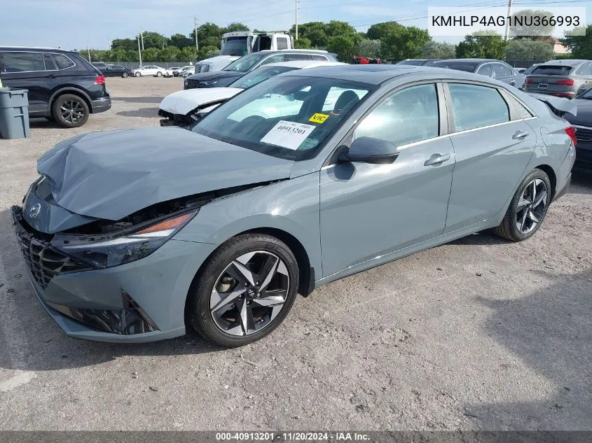 2022 Hyundai Elantra Limited VIN: KMHLP4AG1NU366993 Lot: 40913201