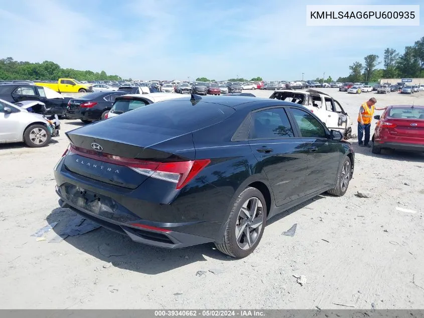 2023 Hyundai Elantra Sel VIN: KMHLS4AG6PU600935 Lot: 39340662