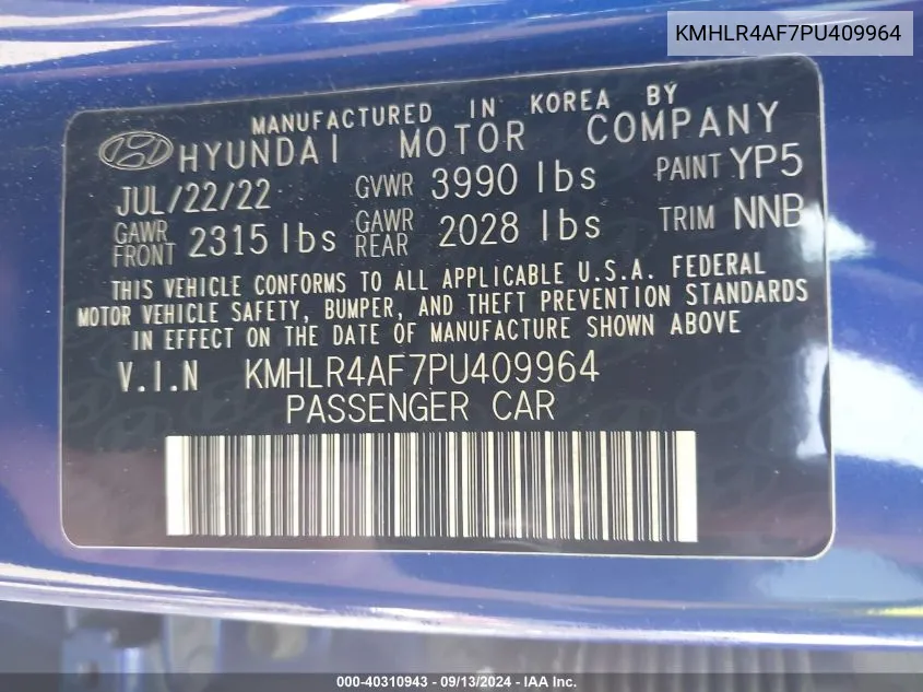 KMHLR4AF7PU409964 2023 Hyundai Elantra N Line