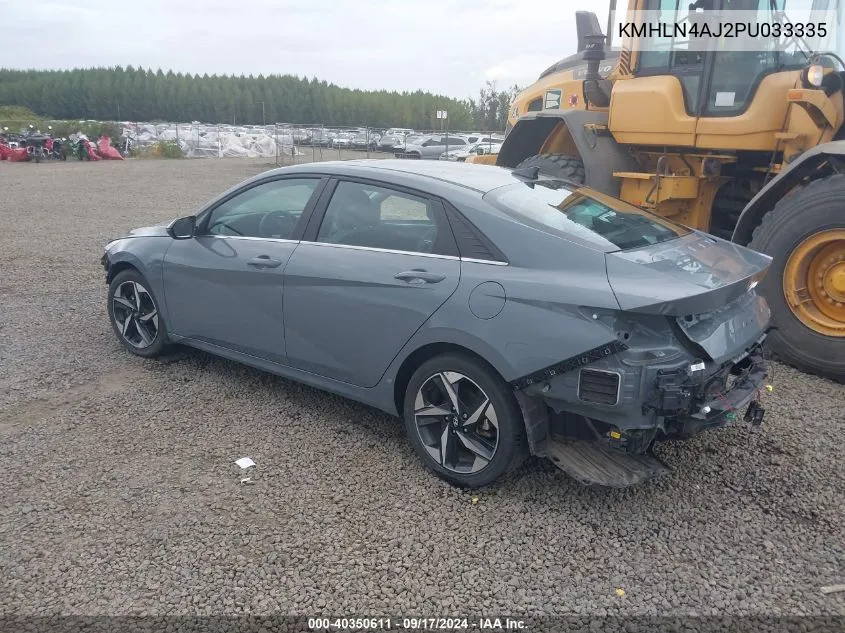 2023 Hyundai Elantra Hybrid Limited VIN: KMHLN4AJ2PU033335 Lot: 40350611