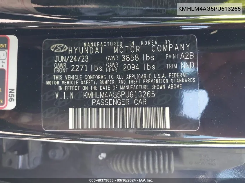 KMHLM4AG5PU613265 2023 Hyundai Elantra Sel