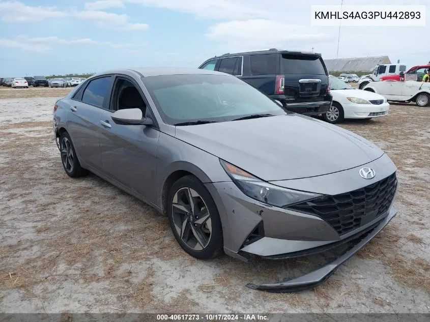 2023 Hyundai Elantra Sel VIN: KMHLS4AG3PU442893 Lot: 40617273