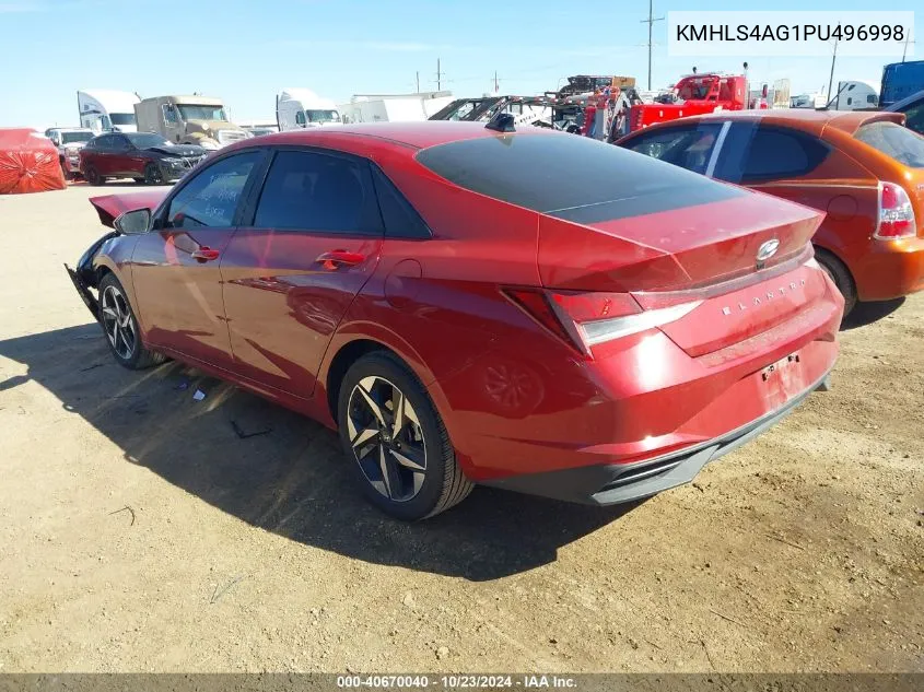 2023 Hyundai Elantra Sel VIN: KMHLS4AG1PU496998 Lot: 40670040