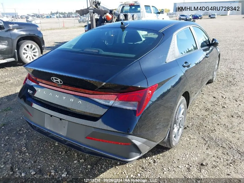 2024 Hyundai Elantra Sel VIN: KMHLM4DG4RU728342 Lot: 12113710