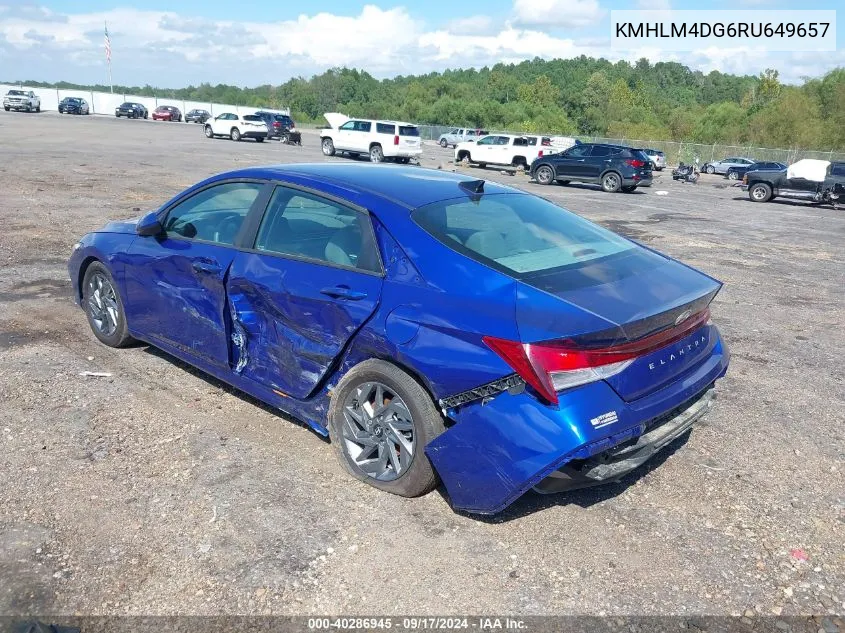 2024 Hyundai Elantra Sel VIN: KMHLM4DG6RU649657 Lot: 40286945