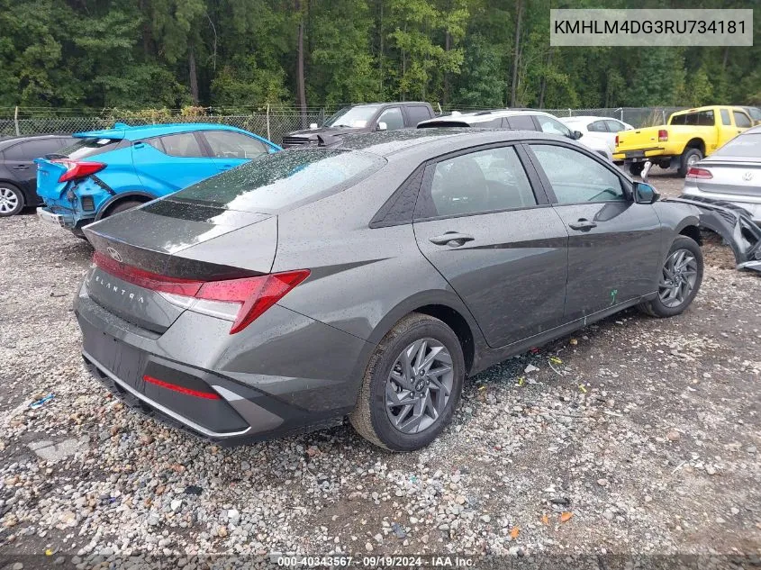 2024 Hyundai Elantra Sel VIN: KMHLM4DG3RU734181 Lot: 40343567