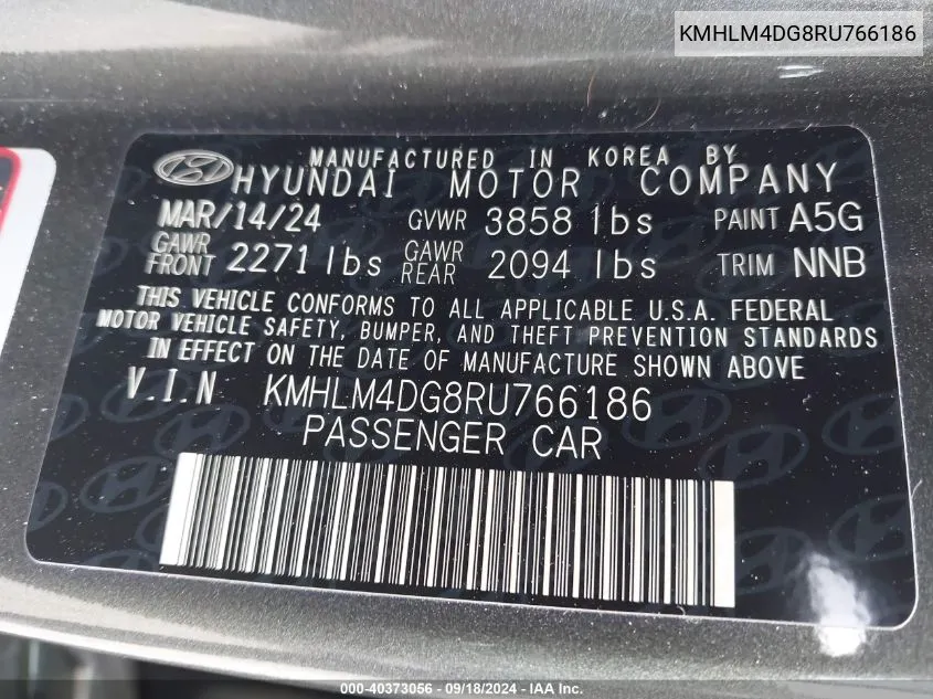 KMHLM4DG8RU766186 2024 Hyundai Elantra Sel