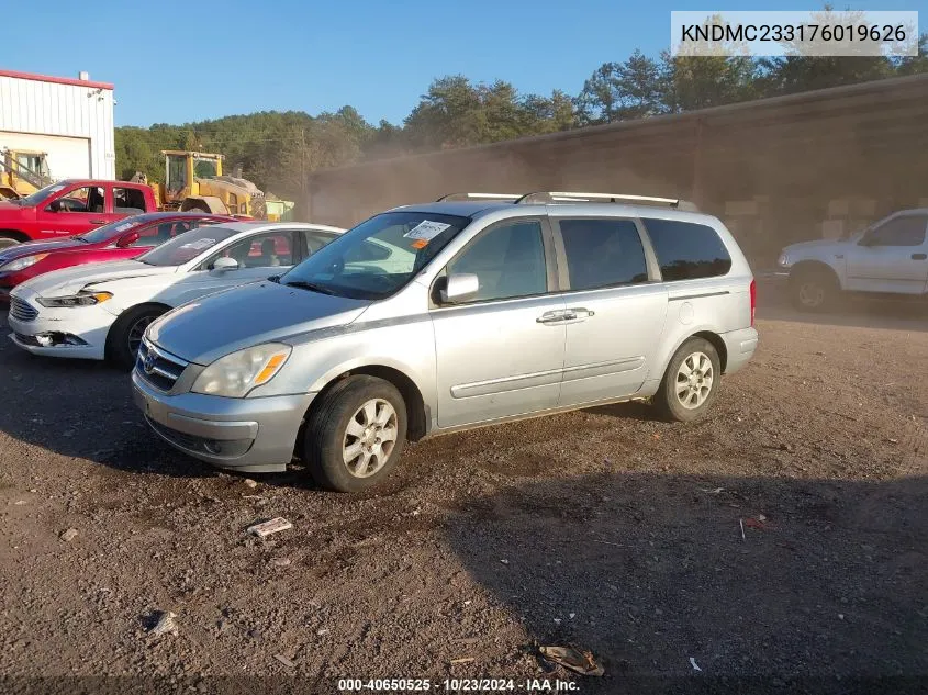 2007 Hyundai Entourage Gls/Limited/Se VIN: KNDMC233176019626 Lot: 40650525