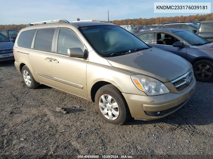 2007 Hyundai Entourage Gls/Limited/Se VIN: KNDMC233176039181 Lot: 40658985