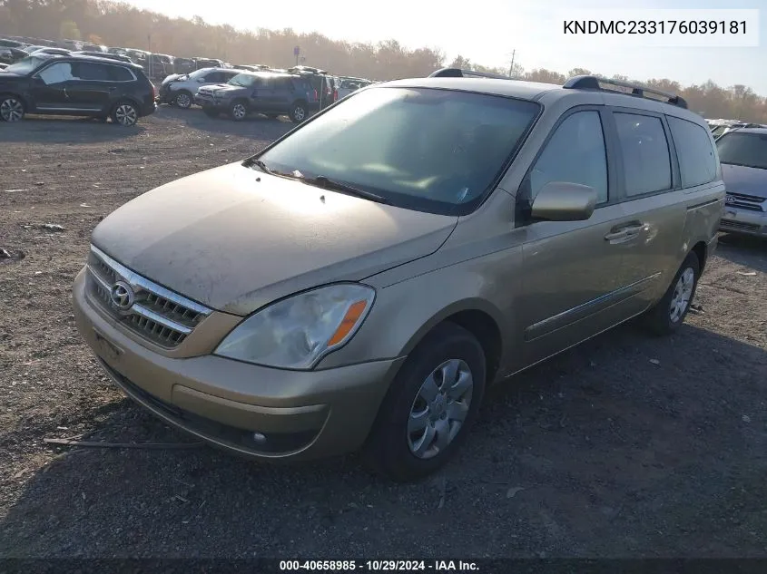 2007 Hyundai Entourage Gls/Limited/Se VIN: KNDMC233176039181 Lot: 40658985