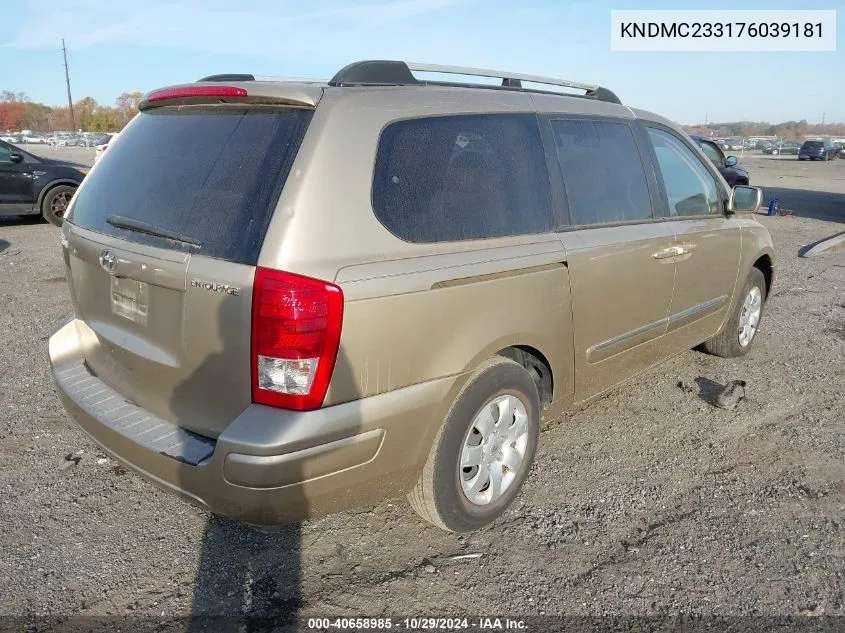 2007 Hyundai Entourage Gls/Limited/Se VIN: KNDMC233176039181 Lot: 40658985