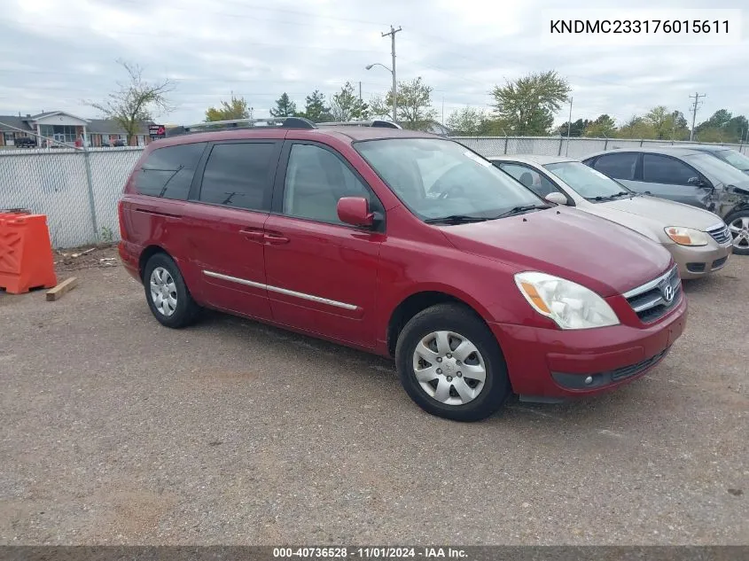 2007 Hyundai Entourage Gls/Limited/Se VIN: KNDMC233176015611 Lot: 40736528