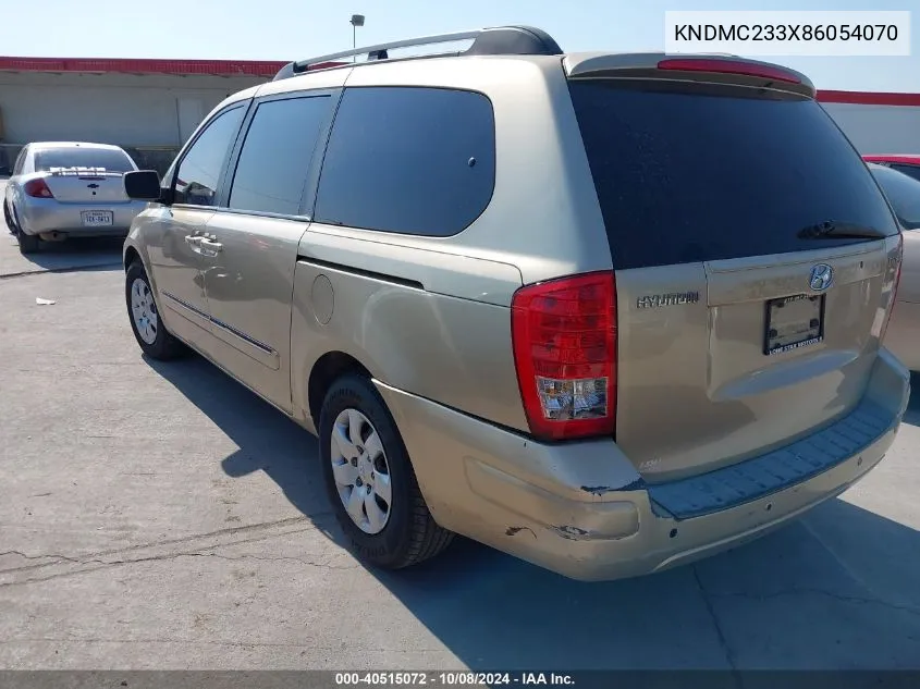 2008 Hyundai Entourage Gls/Limited VIN: KNDMC233X86054070 Lot: 40515072