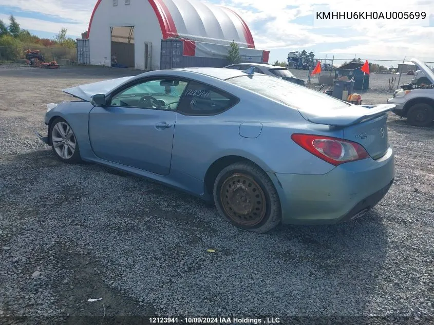 2010 Hyundai Genesis Coupe 3.8L VIN: KMHHU6KH0AU005699 Lot: 12123941