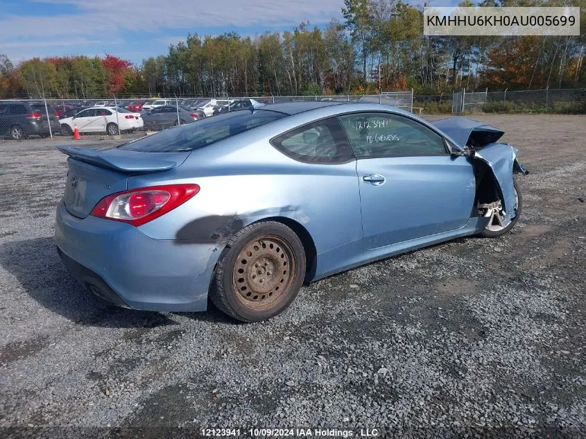 2010 Hyundai Genesis Coupe 3.8L VIN: KMHHU6KH0AU005699 Lot: 12123941