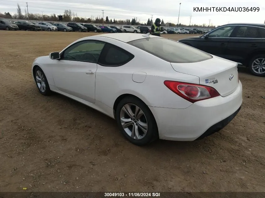 2010 Hyundai Genesis Coupe 2.0T VIN: KMHHT6KD4AU036499 Lot: 30049103