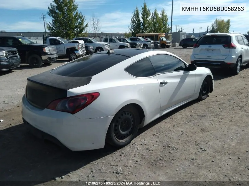 2011 Hyundai Genesis Coupe 2.0T VIN: KMHHT6KD6BU058263 Lot: 12106275