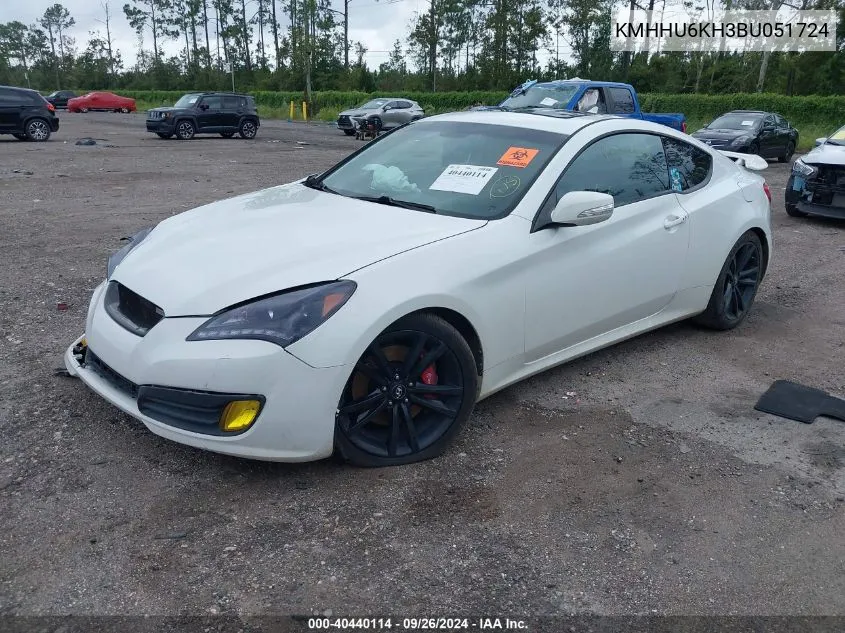 2011 Hyundai Genesis Coupe 3.8L VIN: KMHHU6KH3BU051724 Lot: 40440114