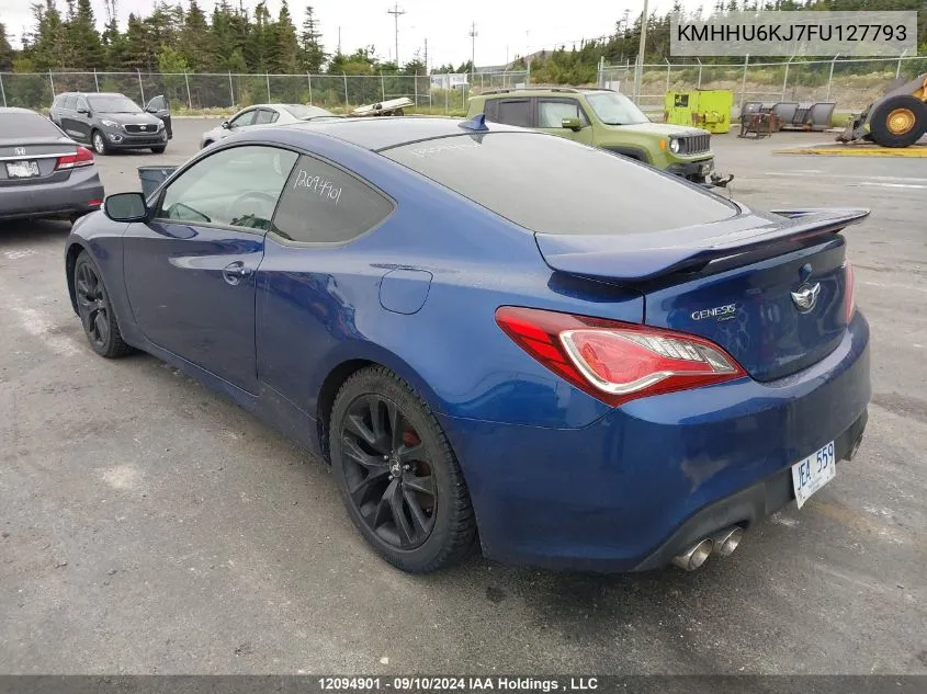 2015 Hyundai Genesis Coupe 3.8L/3.8 R-Spec/3.8 Ult VIN: KMHHU6KJ7FU127793 Lot: 12094901