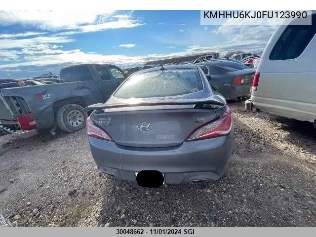 2015 Hyundai Genesis Coupe 3.8L/3.8 R-Spec/3.8 Ult VIN: KMHHU6KJ0FU123990 Lot: 30048662