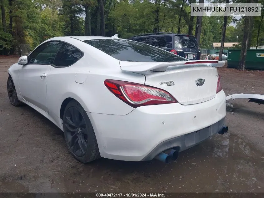 2015 Hyundai Genesis Coupe 3.8L/3.8 R-Spec/3.8 Ult VIN: KMHHU6KJ1FU121892 Lot: 40472117