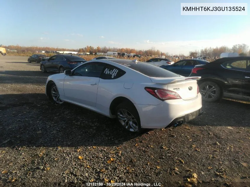 2016 Hyundai Genesis Coupe 3.8L VIN: KMHHT6KJ3GU135524 Lot: 12132198