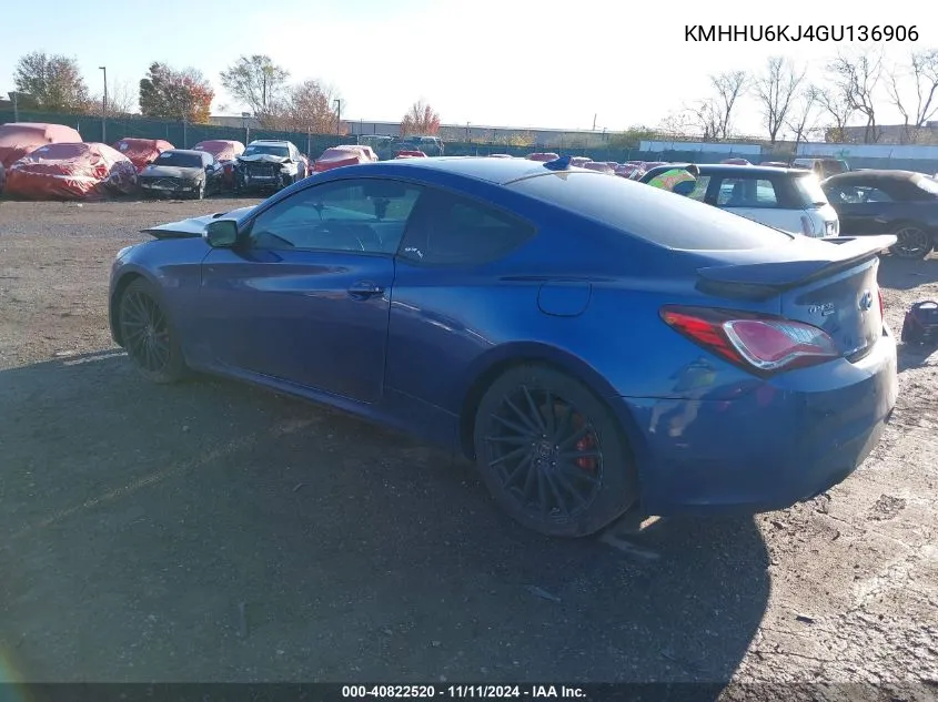 2016 Hyundai Genesis Coupe 3.8 Ultimate VIN: KMHHU6KJ4GU136906 Lot: 40822520