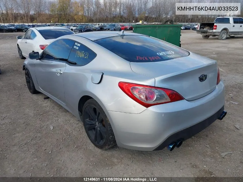 2010 Hyundai Genesis 2.0T VIN: KMHHT6KD4AU033523 Lot: 12149631