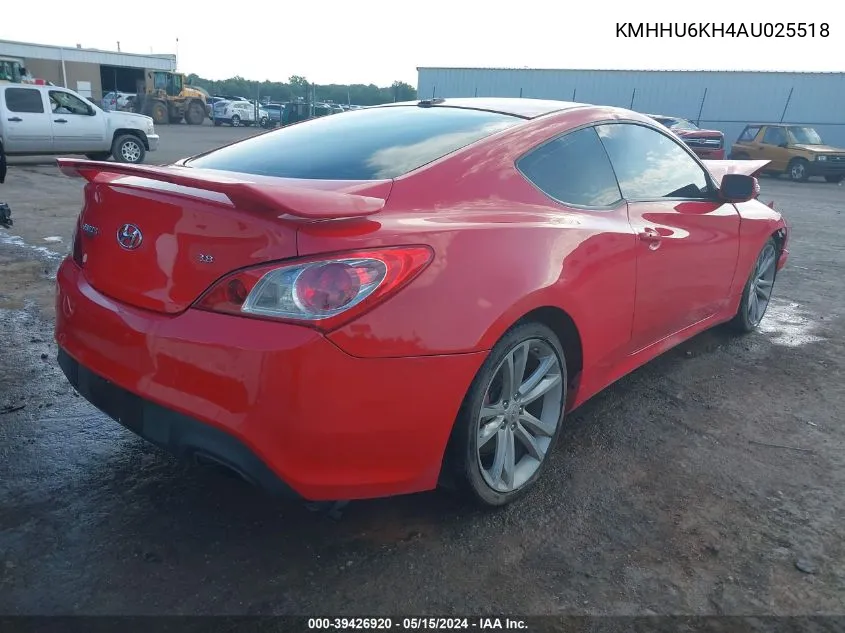 2010 Hyundai Genesis 3.8 Track VIN: KMHHU6KH4AU025518 Lot: 39426920